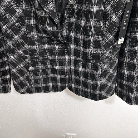 Liverpool Fitted Blazer Womens Size M Black White Glen Plaid One Button Academia - Picture 5 of 13